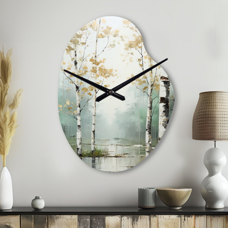 Horloge murale Birch Woods Ethereal Elegance IV - forme unique, Grand