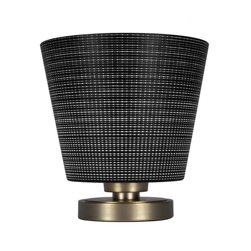 Lampe d'appoint Aneka avec verre matriciel de 10 po, Gris, Laiton New Age