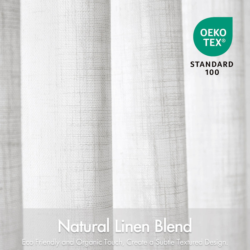 Rideau en lin 300 g / m² avec pli 7 pincements par pièce, Blanc, 40" W x 84" L