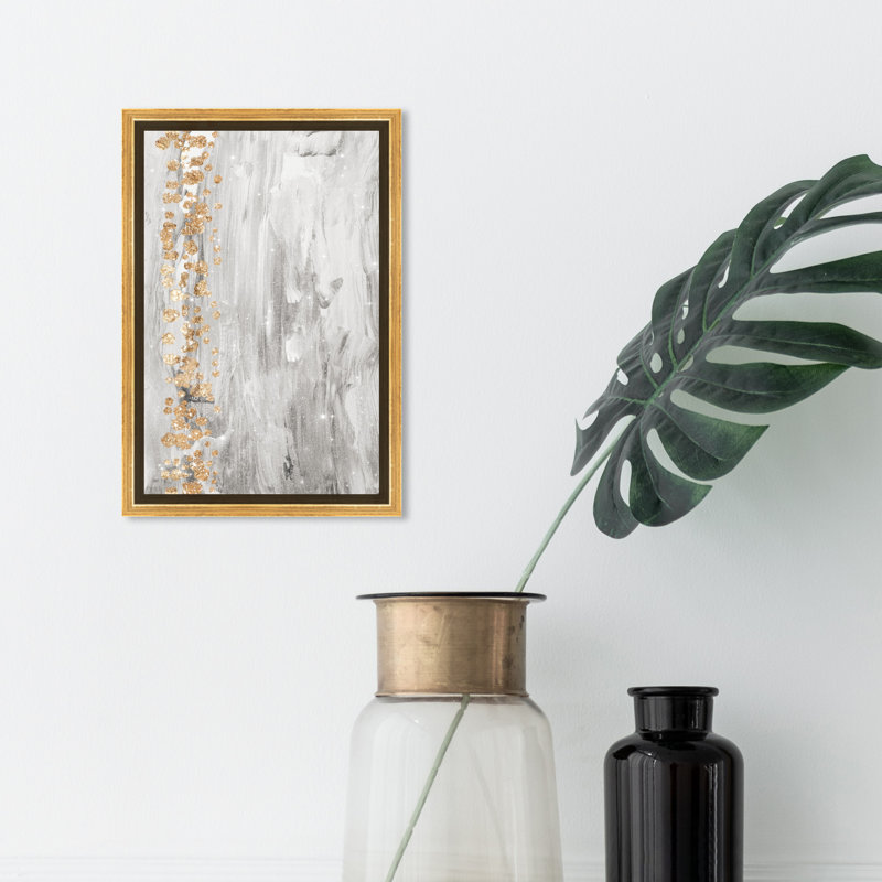 «Abstract Butterfly Forest Light Brush Strokes», reproduction d'impression sur toile, H 30 po x l 20 po, Cadre flottant doré