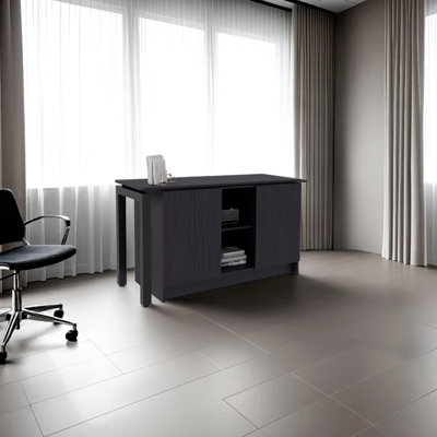 Computer Desk With Open Storage For Office, Contemporary Profile, High - Resistance , Finish, 59.4 Inches Wide, 42.9 Deep, 28.5 Modern Integrated Slee