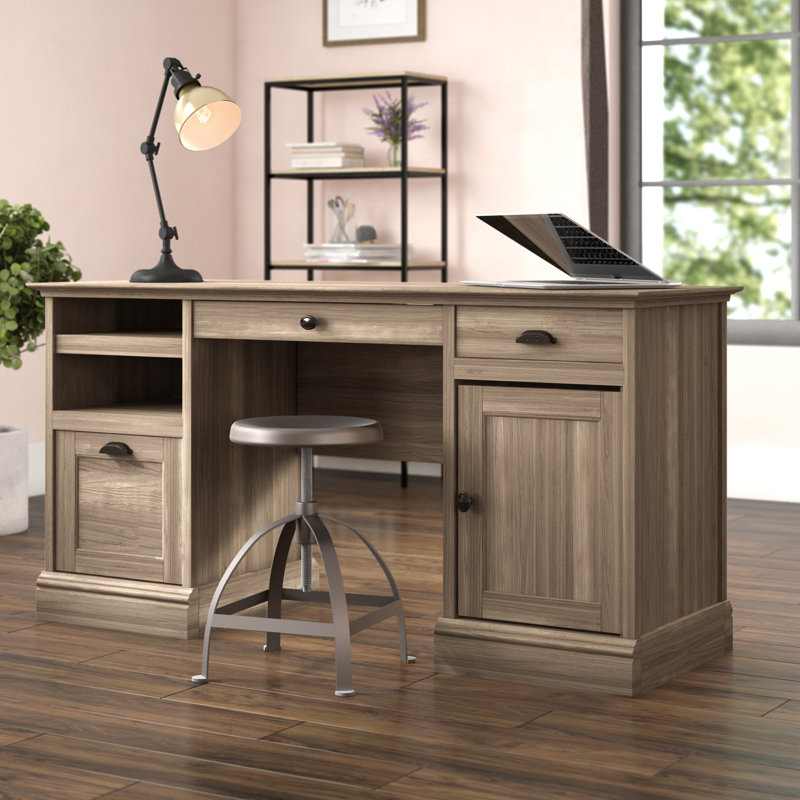 Bureau double caisson Evanka, Chêne