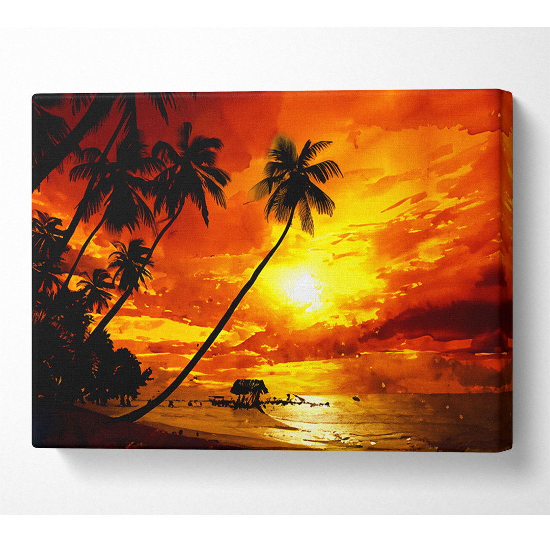 Paradise Palm Tree Hut - Wrapped Canvas Art Prints