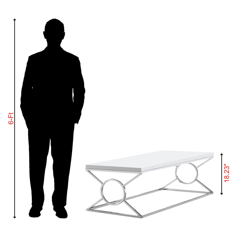 Table basse en métal chromé Ajani H 18,23 po x l 43,75 po x P 21,89 po