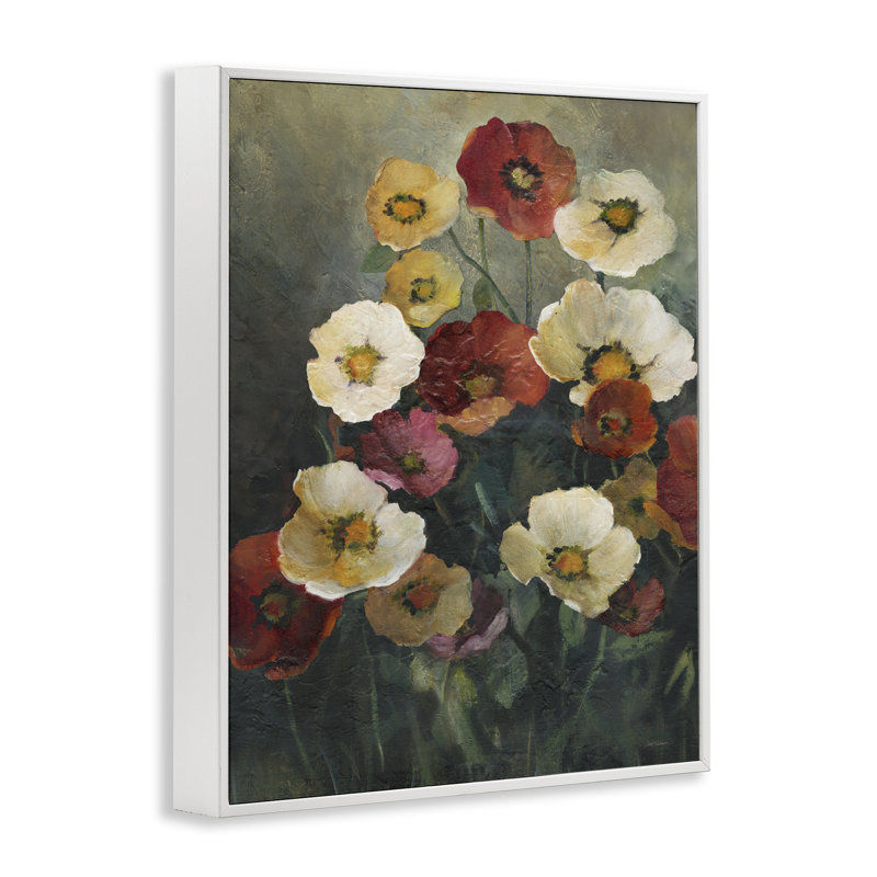 «Poppies at Dawn», peinture giclée par Carol Robinson, H 20 po x l 16 po, Estampe numérique encadrée blanc bord de mer