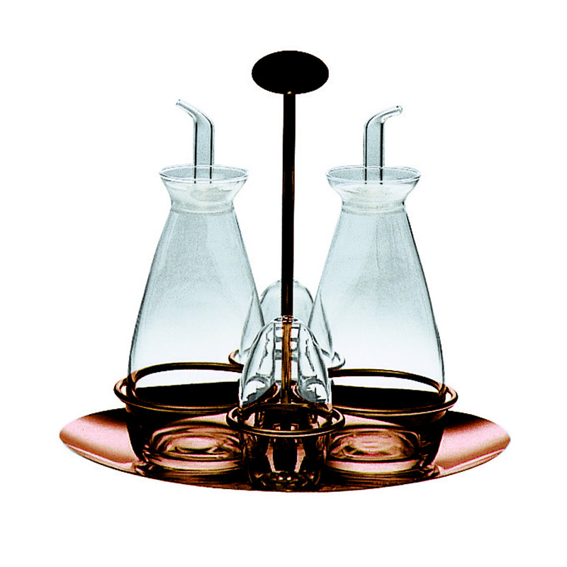 Grand Hotel Cruet and Salt Cellar Set with 4 Compartments - 1 Piece - Ice, Bronze