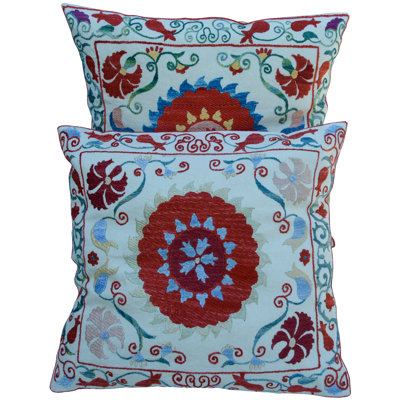 Vintage Handmade Silk Pillows- S/2