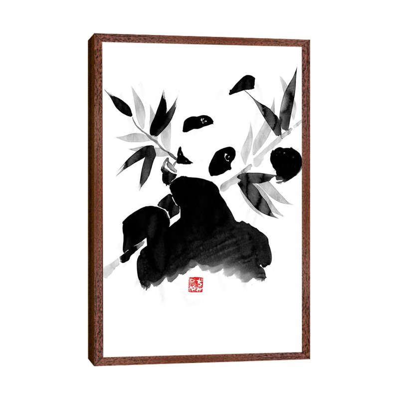 Panda by Péchane - Print on Canvas, Classic Brown Wood Framed, 152.5 cm H x 101.5 cm W
