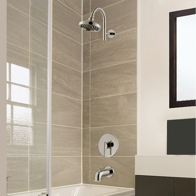 Geneva Single Handle Dual Function Temperature Control Tub and Shower Faucet Diverter with Valve, Polished Chrome