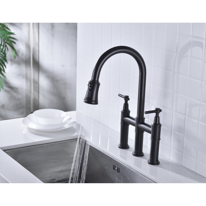 Robinet de cuisine noir mat avec fonction rétractable - débit d'eau précis et réglage de la température, buse rotative à 360 degrés, pont en laiton précis et rotatif