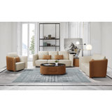 3 Pieces Makassar Sofa Set Lite Grey & Taupe Italian Leather