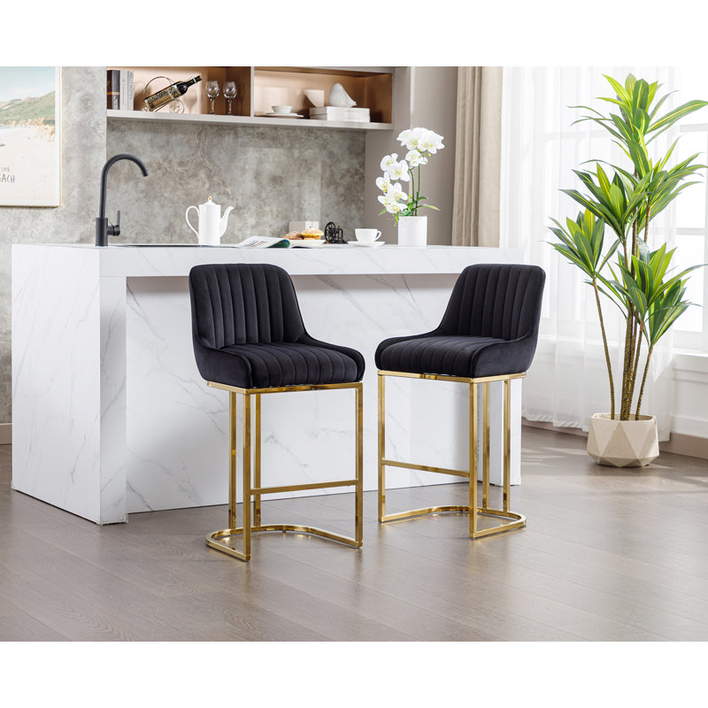 Besik Counter Stool with Metal Frame, Black