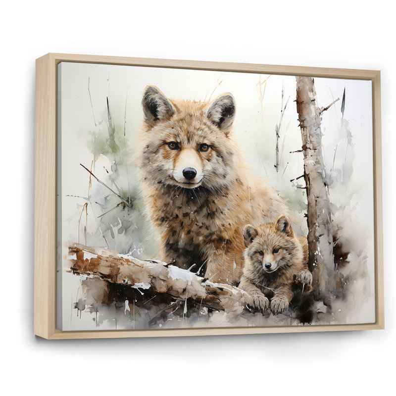 Famille de loups, Cadre naturel flottant, H 24 po x l 32 po x P 1 po