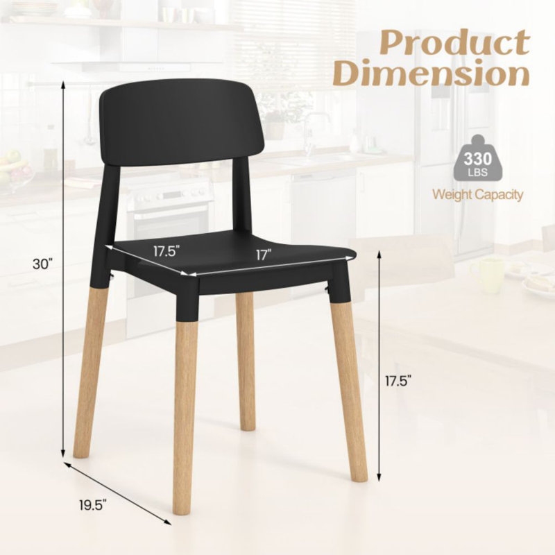 Modern Dining Side Chairs Set Of 4 With Ergonomic Backrest For Dining Room, Black