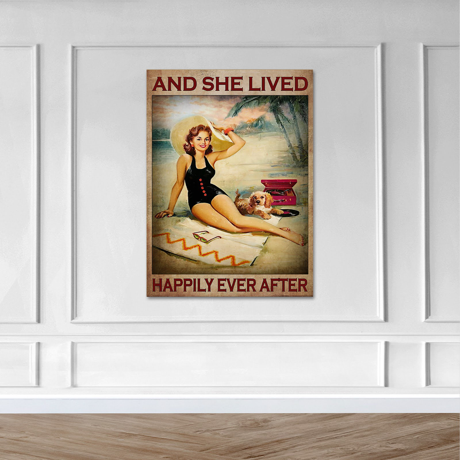 Trinx Girl And Dog By The Beach - She Lived Happily Ever After Gallery Wrapped Canvas - People ...