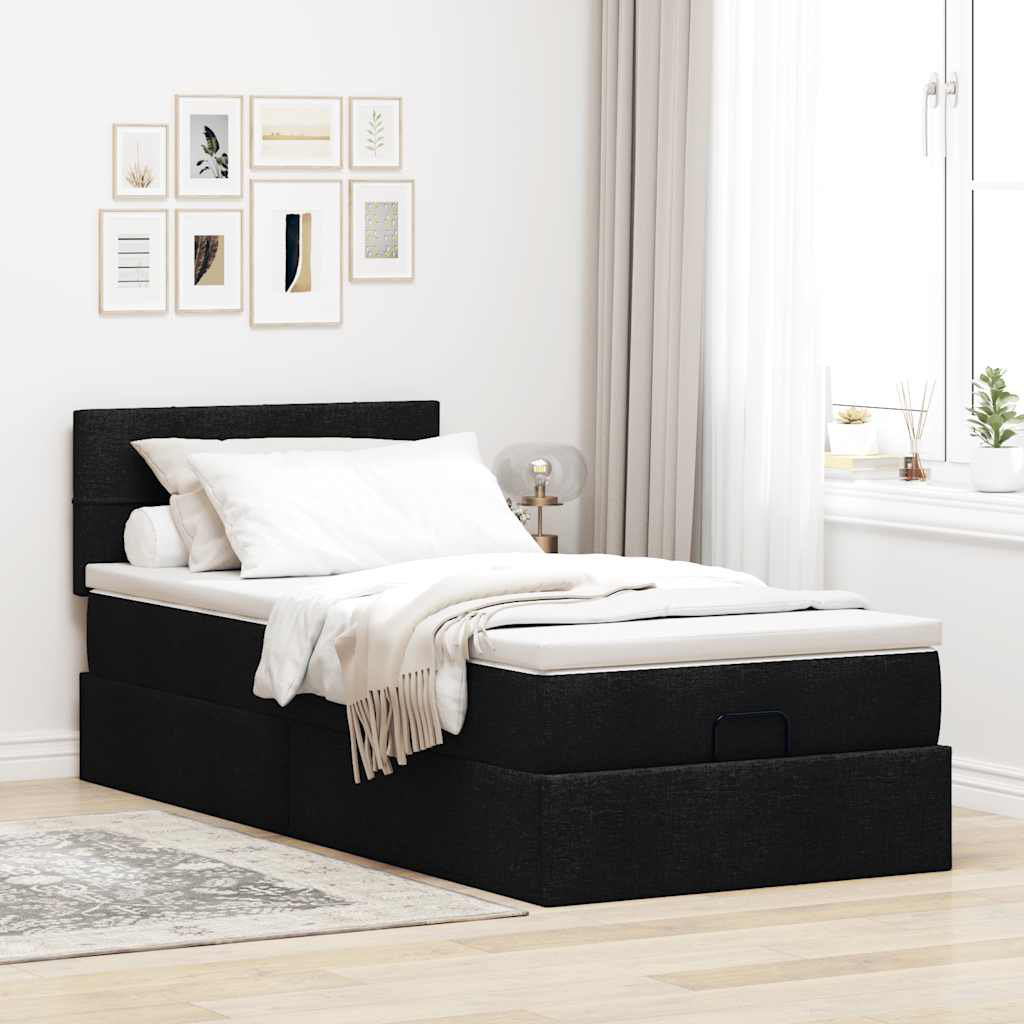 Vidaxl Ottoman-Bett Mit Matratze Schwarz 120X190 Cm Samt