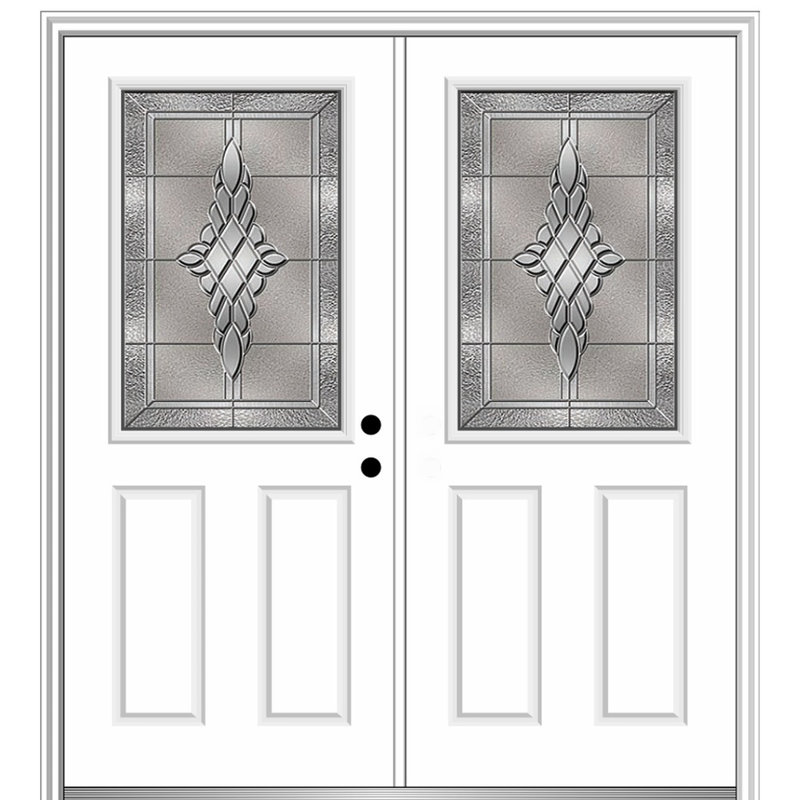 Porte d’entrée pré-raccrochée en acier de première Grace, H 82,25 po x L 68 po, S'ouvre à gauche vers l'intérieur
