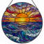 Panneau de vitrail 12 "H Sunset Ocean-578490486