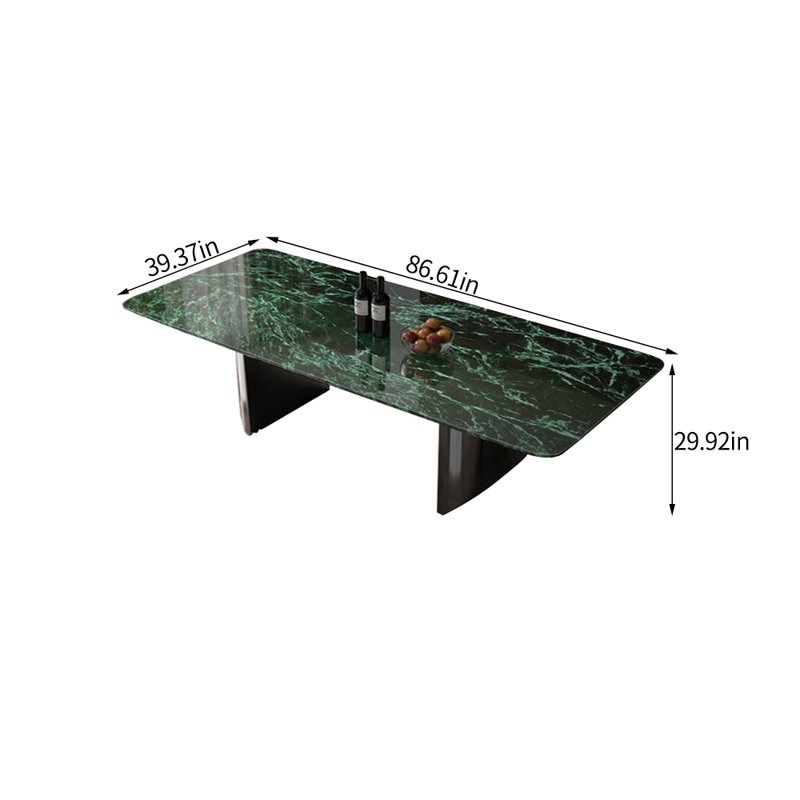 Modern simple light luxury marble dining table, 29.52"H x 86.61"L x 39.37"W