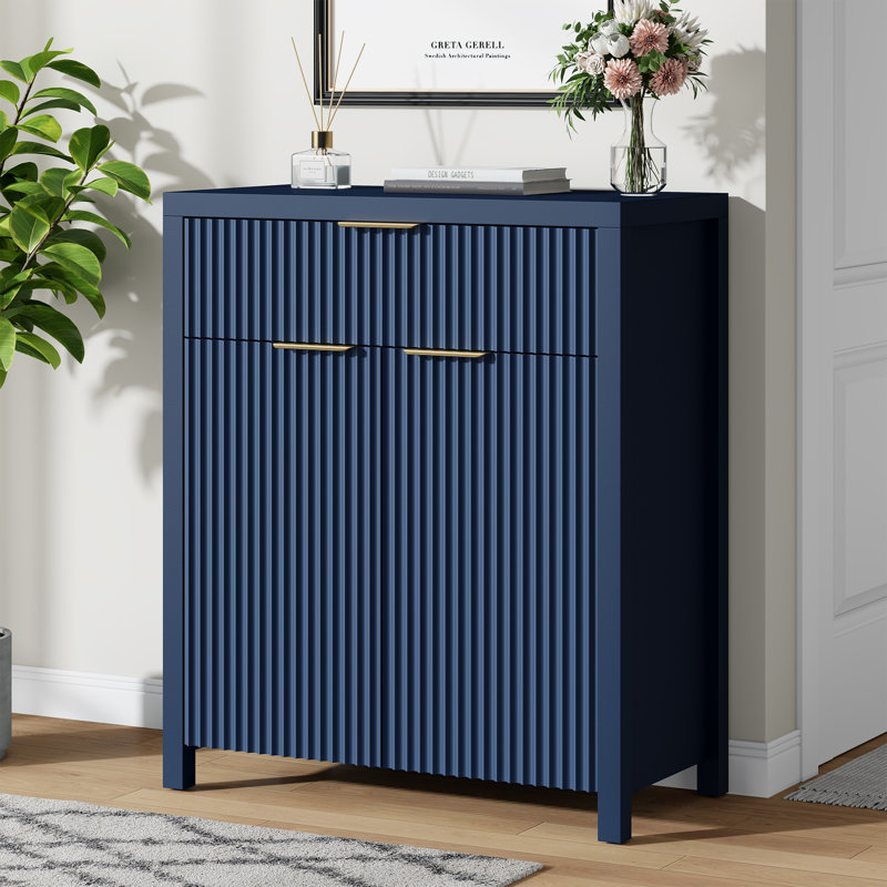 Buffet moderne avec grand tiroir, buffet de rangement avec tablette réglable, armoire d'entrée avec design ondulé, rangement parfait pour la salle à manger, la cuisine et le vestibule