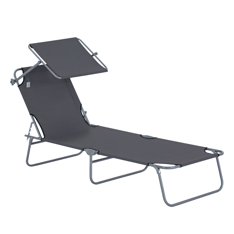 Himes Outdoor Portable Adjustable Reclining Chaise Lounge, Gray