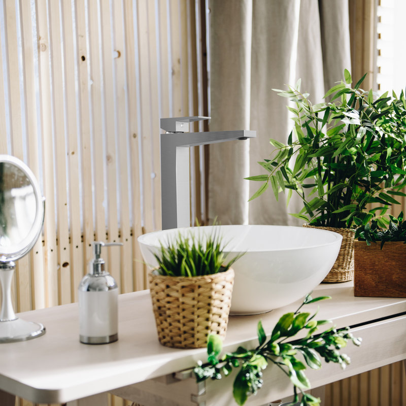 Robinet de salle de bain monotrou avec drain Lulani Boracay, Nickel brossé
