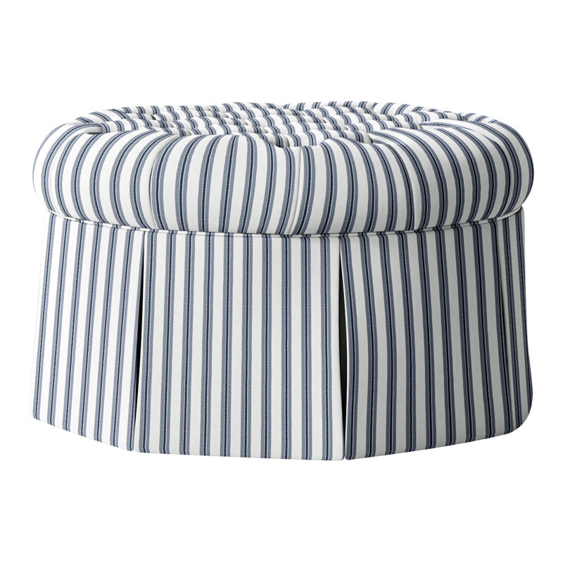 Repose-pieds cocktail capitonné rond 35 po Alma, Perigold excel denim