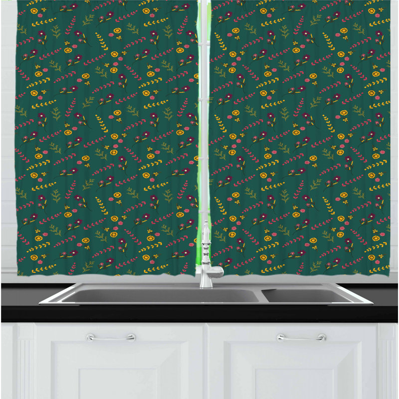 Floral Tailored Kitchen Curtain