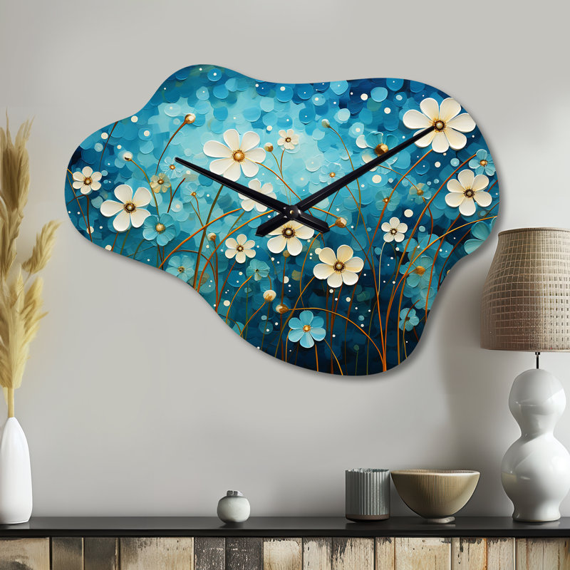 «Turquoise Tranquillity», impression d'horloge murale en métal, Grand