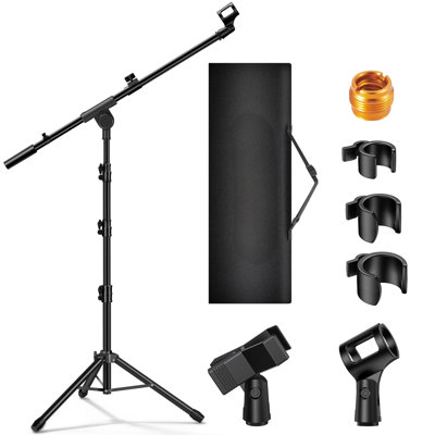 Support pour microphone, paquet de 2 bras de trépied avec support pour micro réglable en hauteur avec sac de transport 2 pinces pour micro adaptateur 3/8 po à 5/8 po pour baladodiffe pour yéti bleu Shure SM58 SM48 Samson Q2U