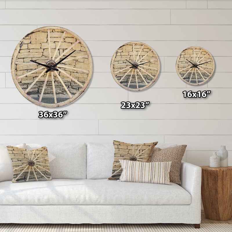 Horloge murale vieille roue en bois cassé, Moyen