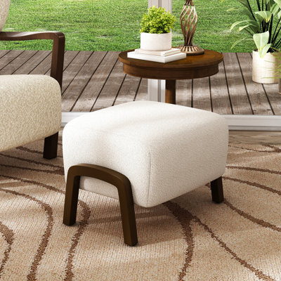 Boucle blanche avec pieds, style contemporain, multi-usages dans le salon, 15,81 po de hauteur, pieds en bois massif pour une durabilité accrue, 19,49 po de profondeur