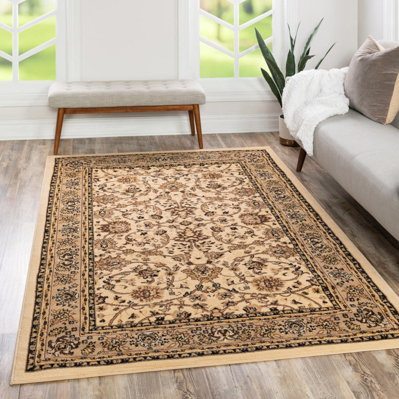 Tapis bourgogne Bhatari, Ivory, Square 5'3"