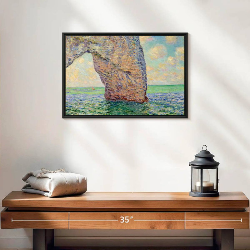 La falaise à Etretat, 19 po x 13 po, Cadre flottant noir