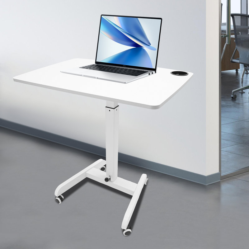 Torenzo Adjustable Metal Base Standing Desk, White, 30" H x 31.5" W x 20.5" D