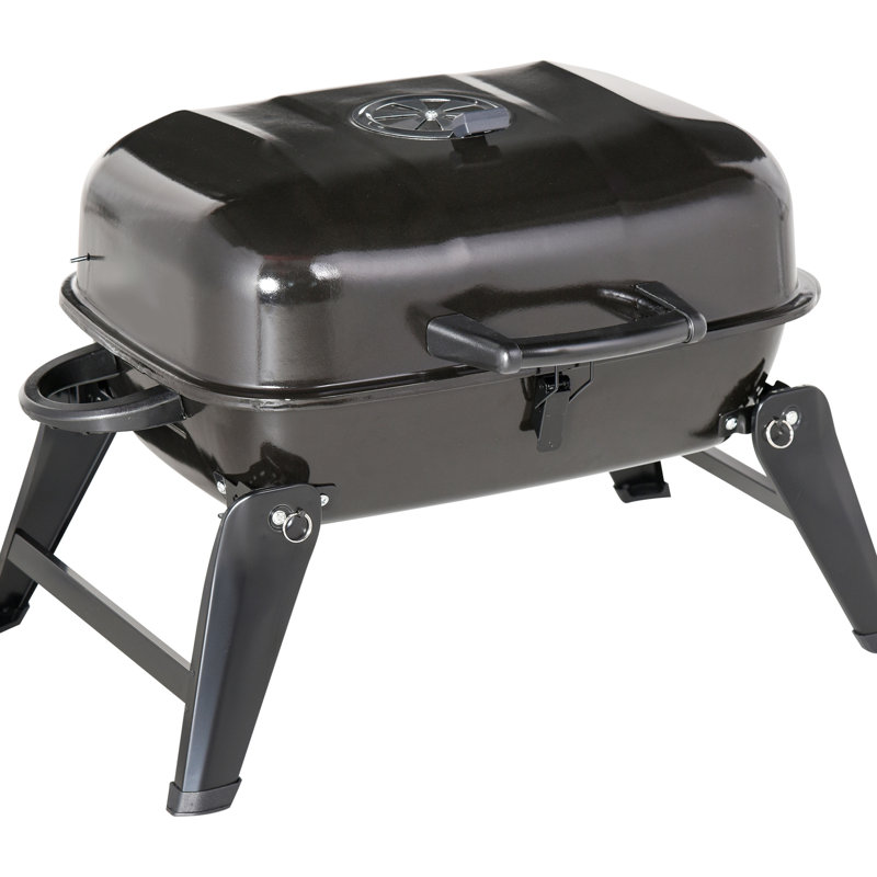 Barbecue au charbon de 35,5 cm (14 po) - Portable pour les grillades en plein air, le camping, les pique-niques, émaillé, ventilé, pieds pliables, surface de cuisson de 1550 cm² (223 po²), barbecue de table noir de 35,5 cm (14 po), revêtement émaillé, ventilation, pour des grillades réussies