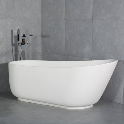 Baignoire de trempage ovale en résine de 67 pouces à surface solide avec trop-plein pour la salle de bain