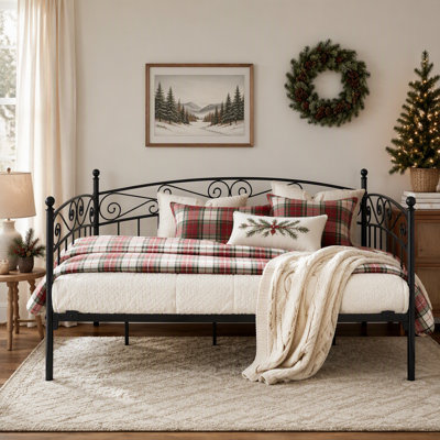 Versatile Metal Daybed Frame With Headboard Serving As Multifunctional Mattress Foundation And Stylish Sofa Alternative
