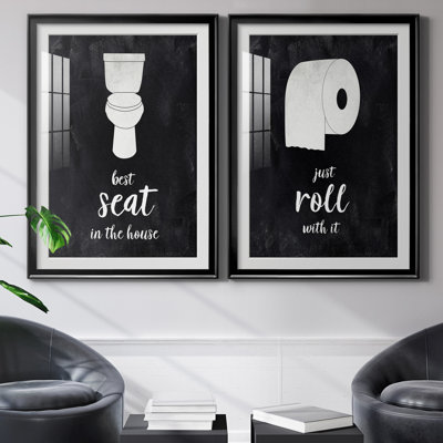 Best Seat - Matted and Framed Under Acrylic Glass, Set of 2, Coastal Wall Art for Living Room