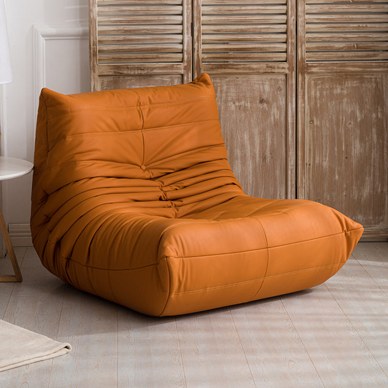 Canapé rétro paresseux chenille, Similicuir orange