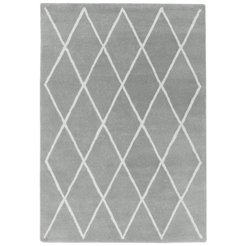 Reina Hand Tufted Wool Silver/White Rug, Rectangle 120 x 170cm