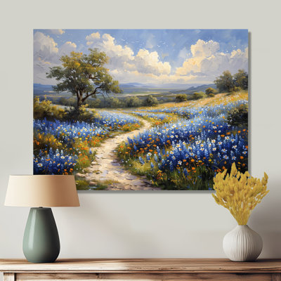 «Blue Green Summer Meadow Charm Blue Bonnets III - Blue Bonnets», reproduction d'art