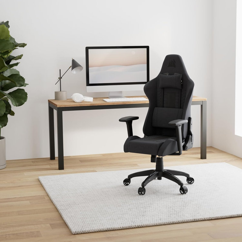 Fauteuil de jeu Relaxed - Tissu - Design inspiré des courses - Coussin lombaire