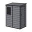 Dark grey wood grain plastic tool shed