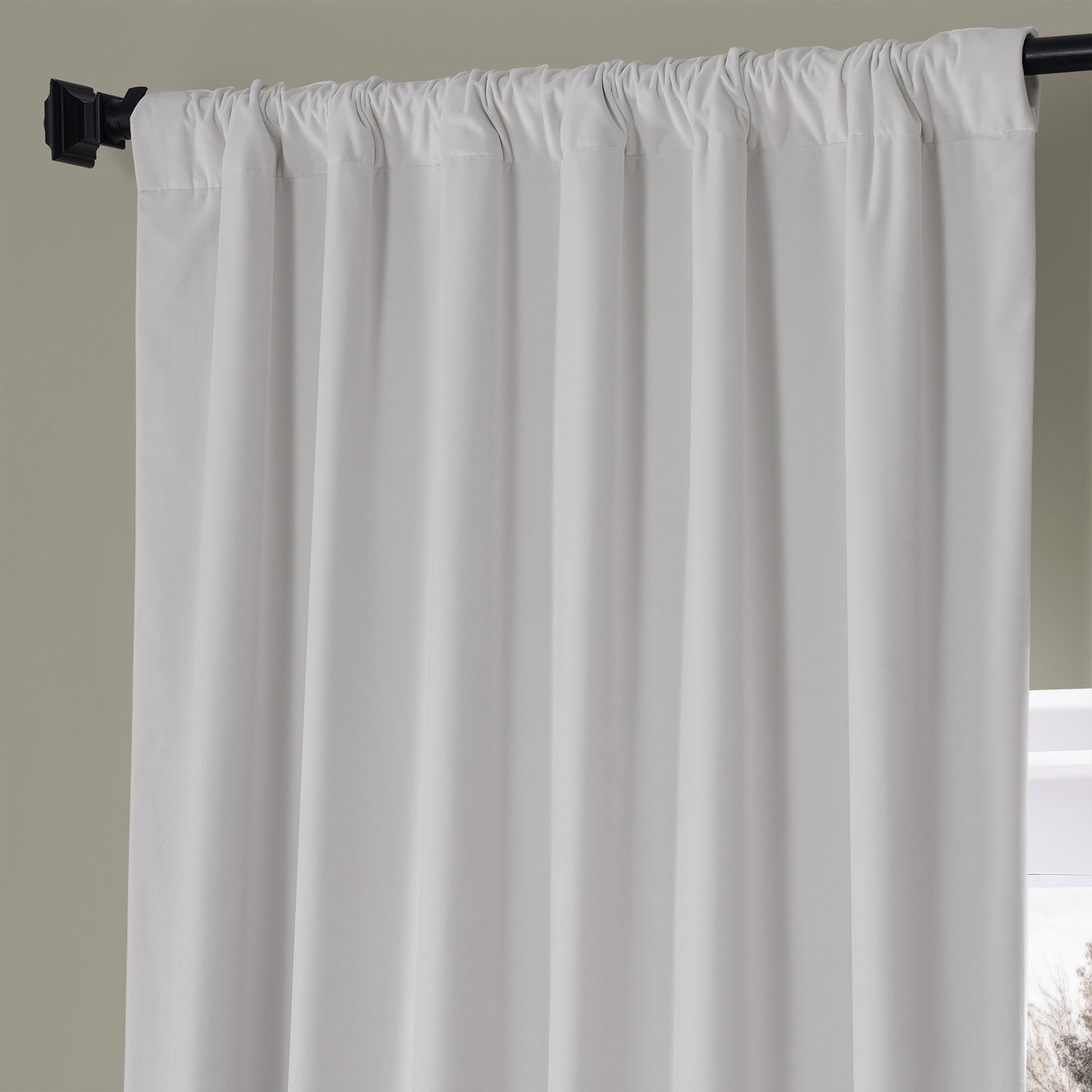 Loria Plush Velvet Blackout Curtain Panel, 50" W x 96" L, Misty White