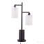 Lampe de table contemporaine en métal noir avec abat-jour blanc-420961213