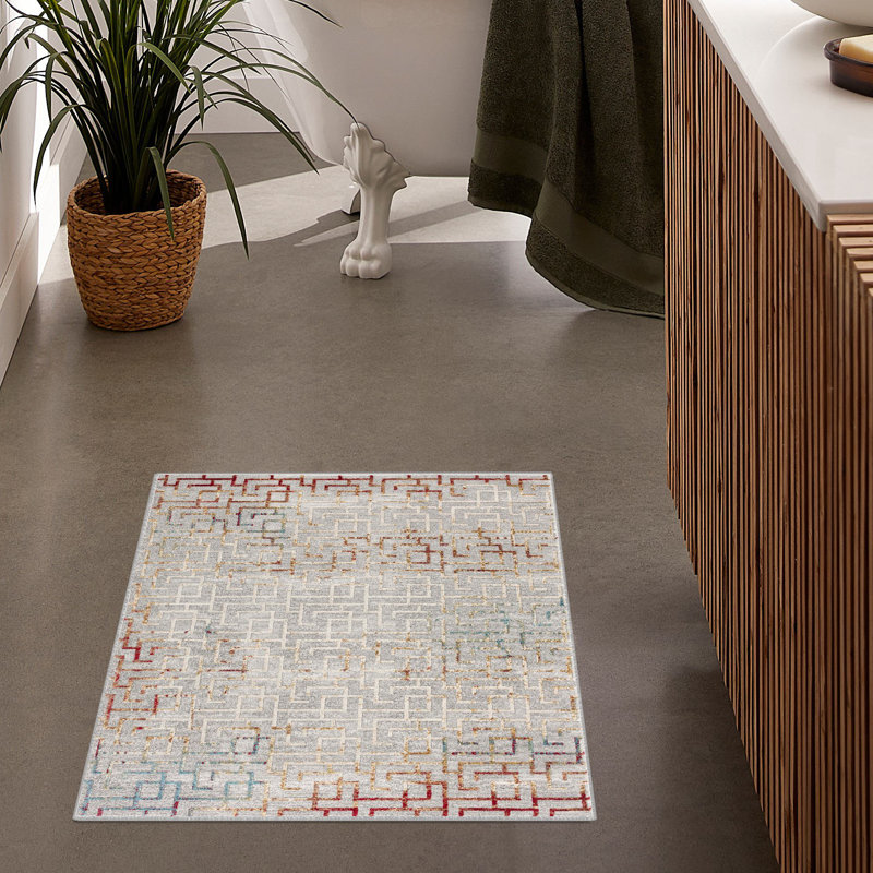 Tapis gris Jeanetta, Rectangle 2 pi 3 po x 3 pi