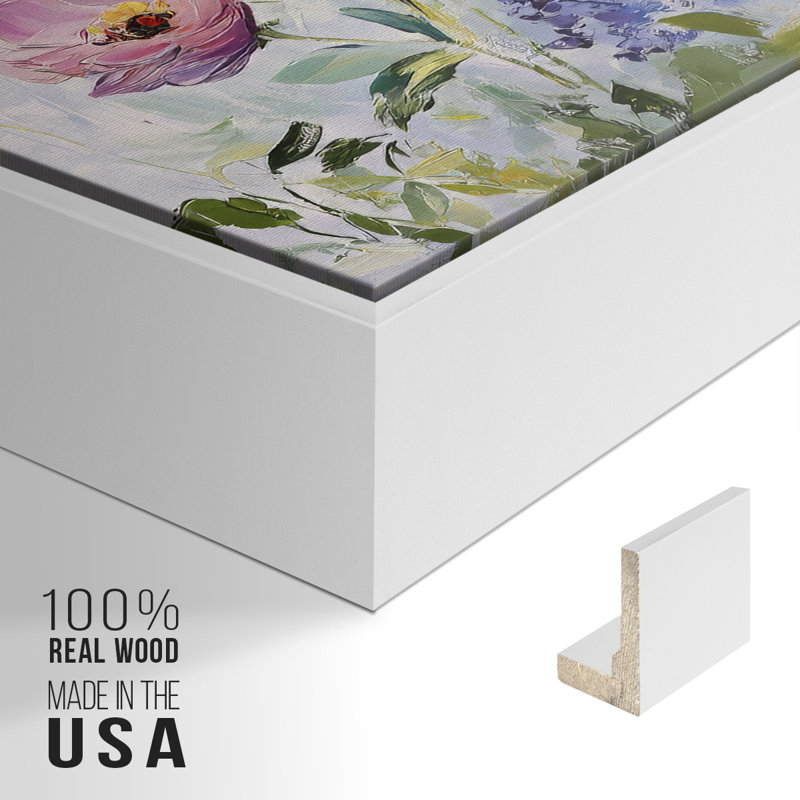 Botanical Series-CCCE - Toile tendue avec châssis tendue, prête à être accrochée, H 21 po x l 41 po, Blanc
