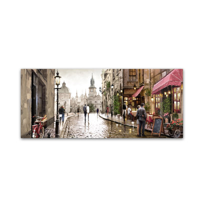 Wrapped Canvas Wall Art - The Macneil Studio 'Cafe Milano' Wall Art for Living Room, Bedroom, or Office Décor - 8x19