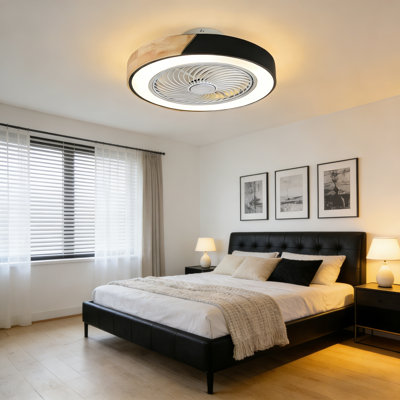 Ventilateur de plafond intelligent sans pales à DEL à 5 pales de 19,7 po avec télécommande et ensemble d'éclairage Blodgett Ventilateurs de plafond encastrés modernes avec profil bas